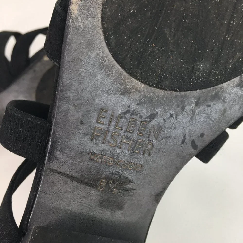 Eileen Fisher Strappy Black Sandals 8.5